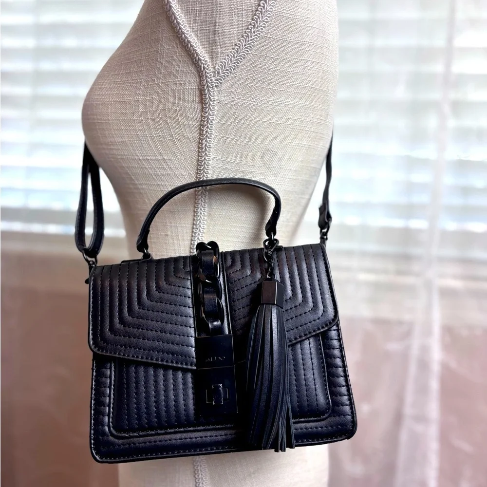 Aldo Jerilini Quilted Chevron Crossbody Convertible Purse